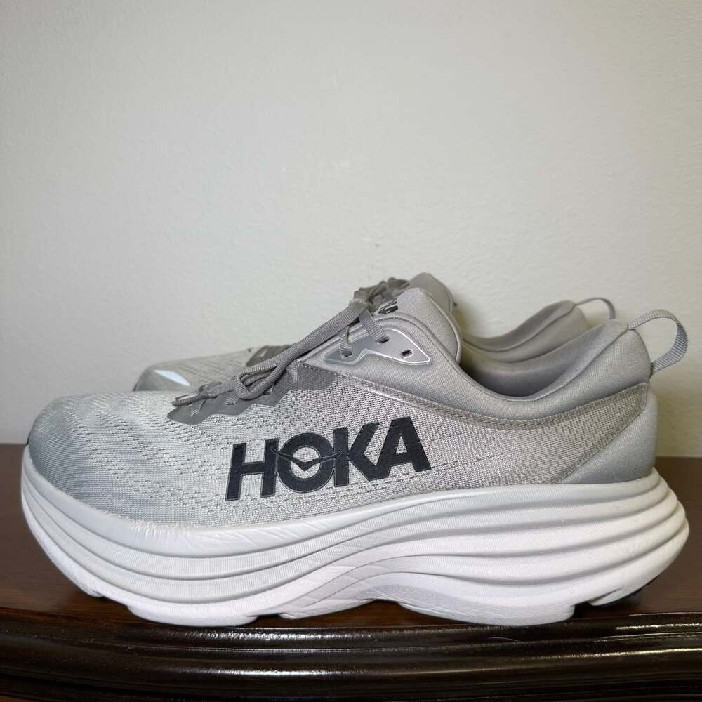 HOKA Bondi 8 X-Wide Men's Running Shoes Sharkskin/Harbor Mist 14 4E